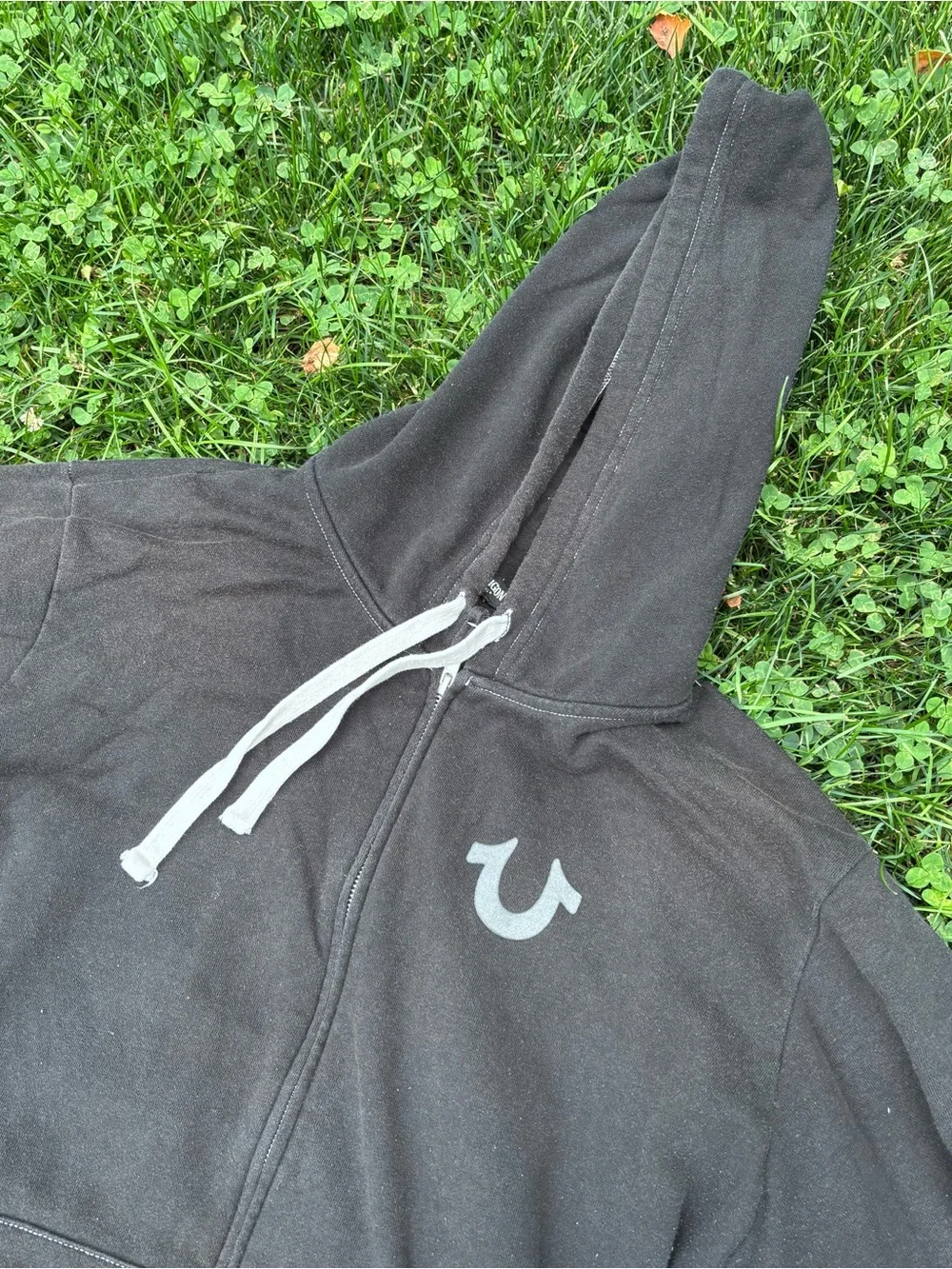 True Religion Black Full-Zip Hoodie with Grey Logo